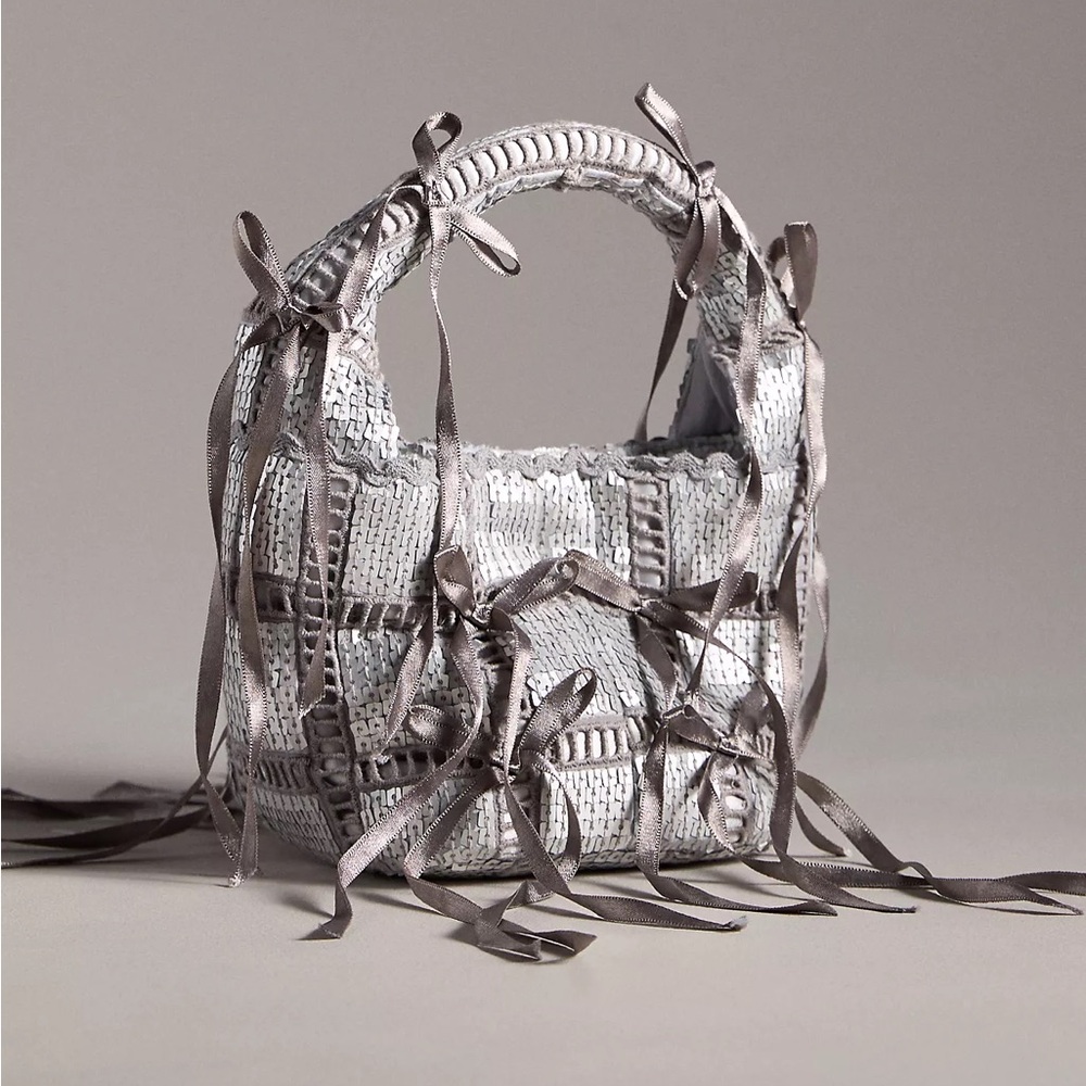 Anthropologie Bow Tassel Mini Tote Bag - Picture 2 of 4